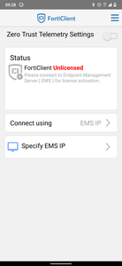 Einrichtung FortiClient Android - EMS-Server eintragen