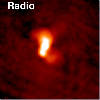 Perseus galaxy cluster seen in radio waves