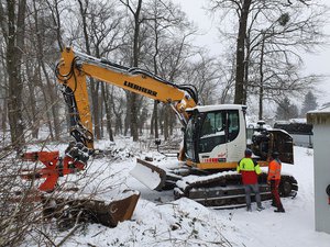 Excavator in snow