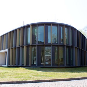 Two-storey building with long, narrow windows