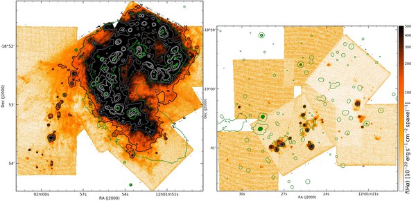 Karten des ionisierten Wasserstoffs in der Antennengalaxie