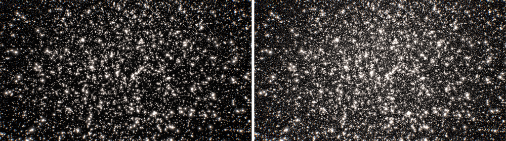 Left part of the image shows many stars, right part shows even more stars