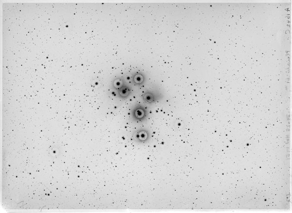 Grey photographic plate with black dots (stars)