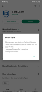 Einrichtung FortiClient Android - Zugriff auf Kamera und Speicher erlauben
