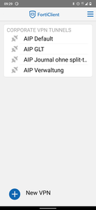 Einrichtung FortiClient Android - VPN auswählen