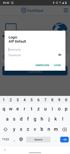 Einrichtung FortiClient Android - Login-Daten eingeben