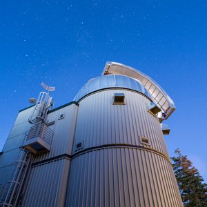 Telescope building with evening sky