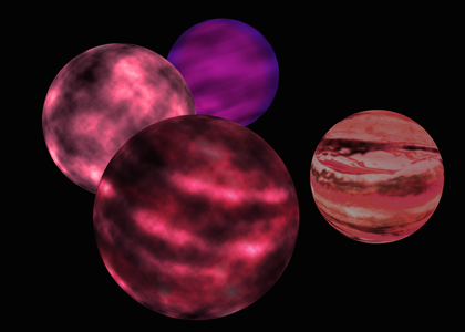 magenta-violet gaseous spheres